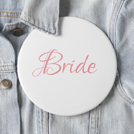 Bride Pink Script Hochzeit Elegant Einfaches Chic Button (Beispiel)
