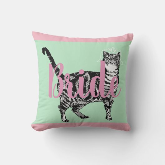 Bride Pink Tabby Katzenblume Hochzeitsdekissen Kis Kissen (Vorderseite)