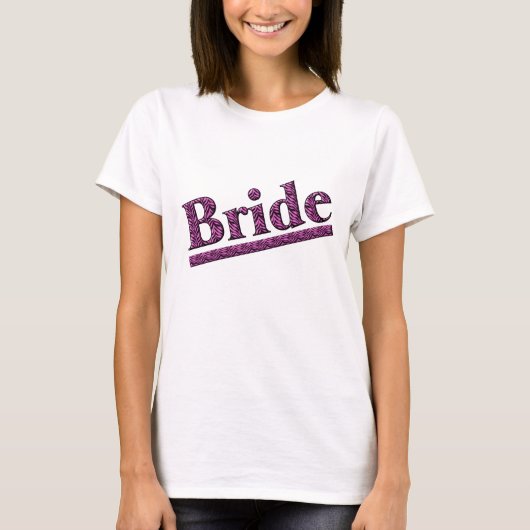 Bride Pink Zebra Print Wedding Party T-Shirt (Vorderseite)