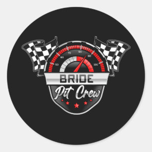 Bride Pit Crew Race Auto Geburtstagsparty Match Fa Runder Aufkleber