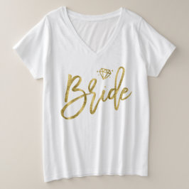 Bride Plus-Size V-Neck T - Shirt Imitate Gold Diam