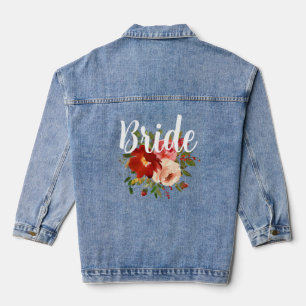 Bride Red Cream Poppy Rose Jeansjacke