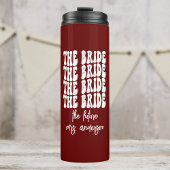Bride Red Groovy Retro Personalisiert Bachelorette Thermosbecher