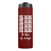 Bride Red Groovy Retro Personalisiert Bachelorette Thermosbecher (Vorderseite)