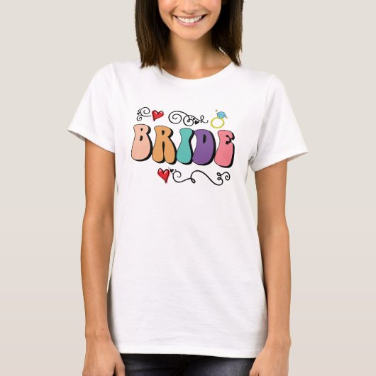 Bride Retro Bachelorette farbenfroh T-Shirt (Vorderseite)