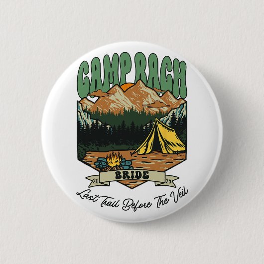 Bride Retro Camp Bach Party Camping Bachelorette 2 Button (Vorderseite)