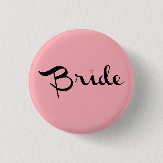 Bride Retro Script Pink Button (Vorderseite)