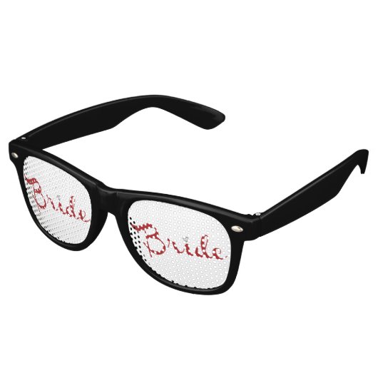 Bride Retro Script Red Partybrille (Schrägansicht)