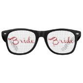 Bride Retro Script Red Partybrille (Vorderseite)