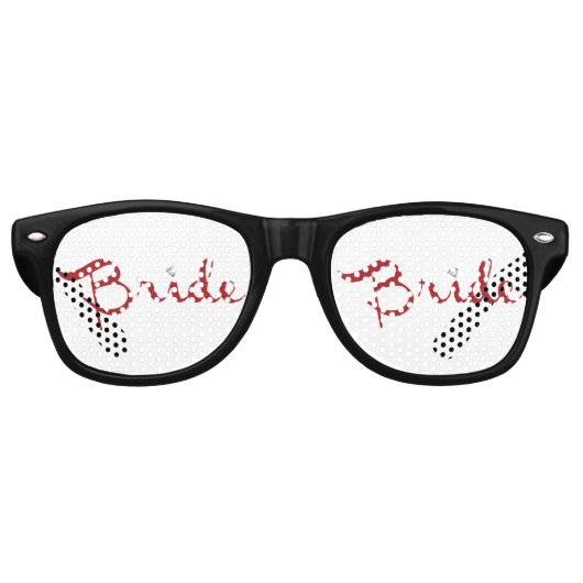 Bride Retro Script Red Partybrille (Vorderseite)