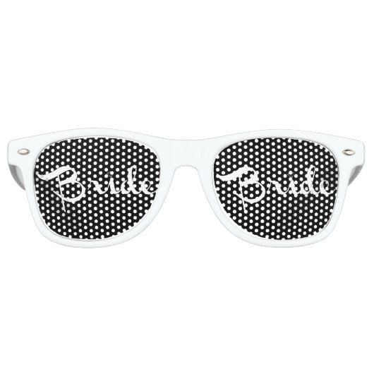 Bride Retro Script White Sonnenbrille (Vorderseite)
