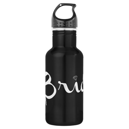 Bride Retro Script White Trinkflasche (Vorderseite)
