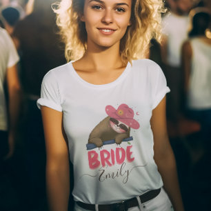 Bride Retro Sloth Groovy Individuelle Name Bachelo T-Shirt