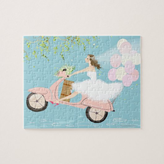 Bride Ride a Scooter Puzzle (Horizontal)