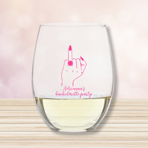 Bride Ring Finger Pink Funny Bachelorette Weinglas Ohne Stiel