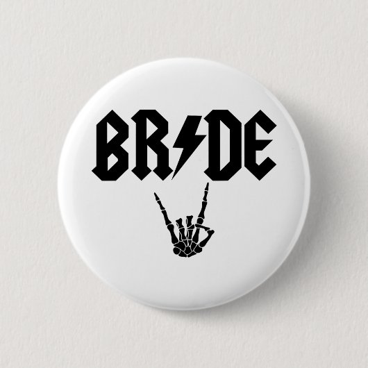Bride Rock'n'Roll Skeleton Hand Halloween Bachelor Button (Vorderseite)