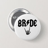 Bride Rock'n'Roll Skeleton Hand Halloween Bachelor Button (Vorne & Hinten)