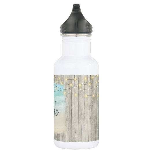 Bride Rustic Beach String Lights Ocean Wedding Edelstahlflasche (Rechts)