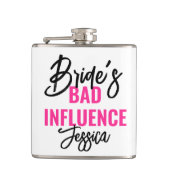 Bride’s Bad Influence Custom Bachelorette Party Flachmann (Vorderseite)