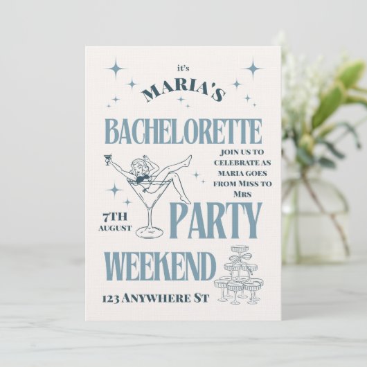 Bride’s Last Adventure – Bachelorette Weekend Fun Einladung (Stehend Vorderseite)