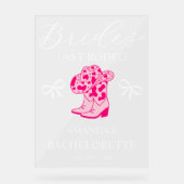 Bride’s Last Rodeo Personalized Bachelorette Party Acrylschild (Vorderseite)