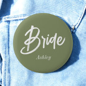 Bride Sage Green Wedding Script Button