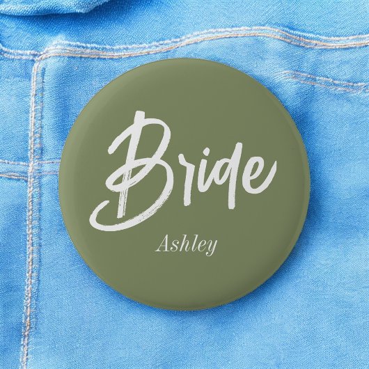 Bride Sage Green Wedding Script Button