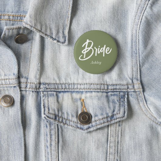 Bride Sage Green Wedding Script Button (Beispiel)