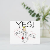 Bride sagt Ja, Hemden und Geschenke Postkarte (Stehend Vorderseite)