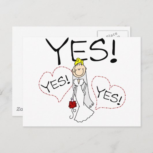 Bride sagt Ja, Hemden und Geschenke Postkarte (Vorne/Hinten)