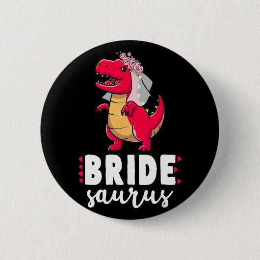 Bride Saurus Dinosaur Verlobung Hochzeitspaare M Button (Vorderseite)