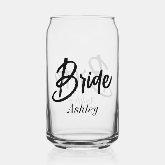 Bride Schwarz-weiß Script Wedding Dosenglas (Vorderseite)