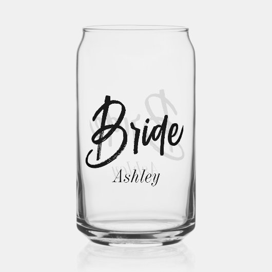 Bride Schwarz-weiß Script Wedding Dosenglas (Rückseite)