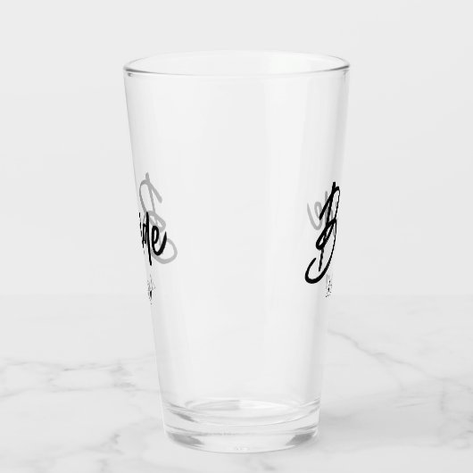 Bride Schwarz-weiß Script Wedding Glas (Links)