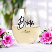 Bride Schwarz-weiß Script Wedding Weinglas Ohne Stiel