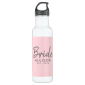 Bride Script Blush Pink etabliert Personalisiert  Edelstahlflasche (Vorderseite)