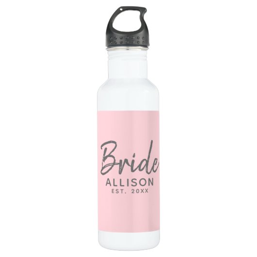 Bride Script Blush Pink etabliert Personalisiert Edelstahlflasche (Vorderseite)