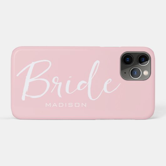 Bride Script Blush Pink Hochzeit Personalisiert Case-Mate iPhone Hülle (Rückseite (Horizontal))