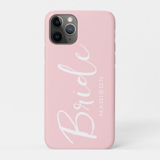 Bride Script Blush Pink Hochzeit Personalisiert Case-Mate iPhone Hülle (Rückseite)