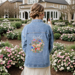 Bride Script Country Chic Watercolor Wilde Blume Jeansjacke
