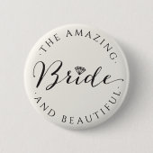 Bride Script Diamond Chic Wedding Brautparty Button (Vorderseite)