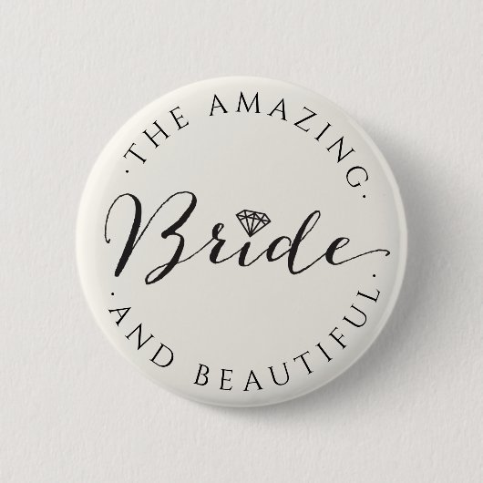 Bride Script Diamond Chic Wedding Brautparty Button (Vorderseite)