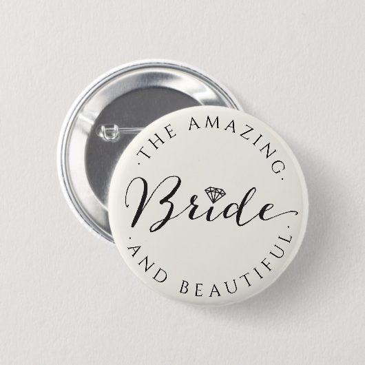 Bride Script Diamond Chic Wedding Brautparty Button (Vorne & Hinten)