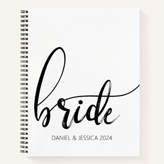 Bride Script Elegant Minimalistisch HochzeitsNoteb Notizblock (Vorderseite)