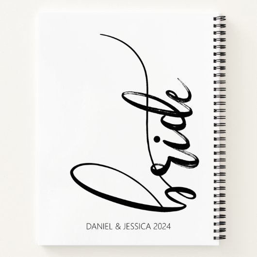 Bride Script Elegant Minimalistisch HochzeitsNoteb Notizblock (Rückseite)