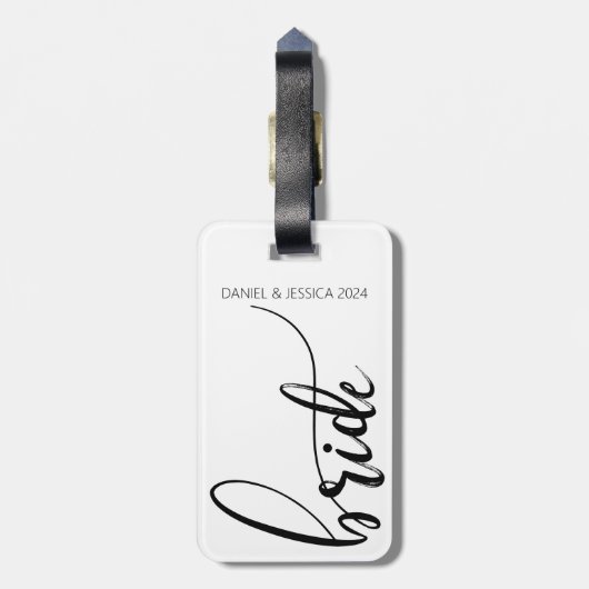 Bride Script Elegant Minimalistisch Names Gepäckma Gepäckanhänger (Rückseite vertikal)