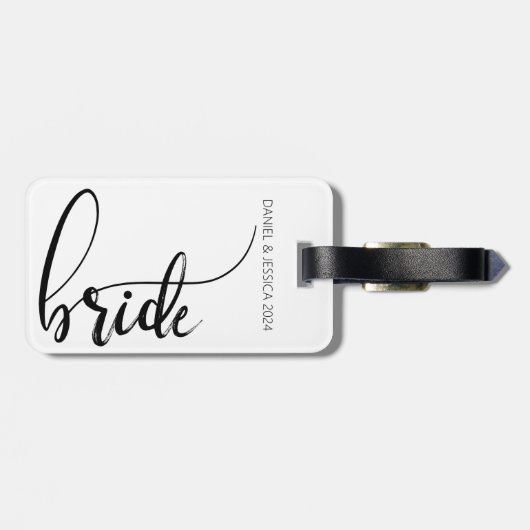 Bride Script Elegant Minimalistisch Names Gepäckma Gepäckanhänger (Rückseite horizontal)