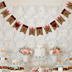BRIDE Sie sagte ja Herbst Buffalo Kariertes Party Wimpelkette