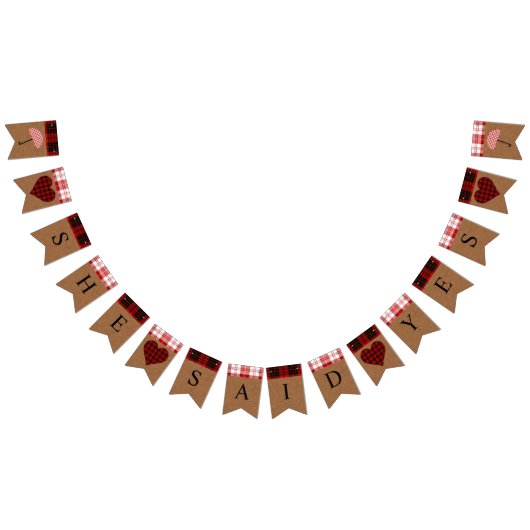 BRIDE Sie sagte ja Herbst Buffalo Kariertes Party Wimpelkette (Alle)