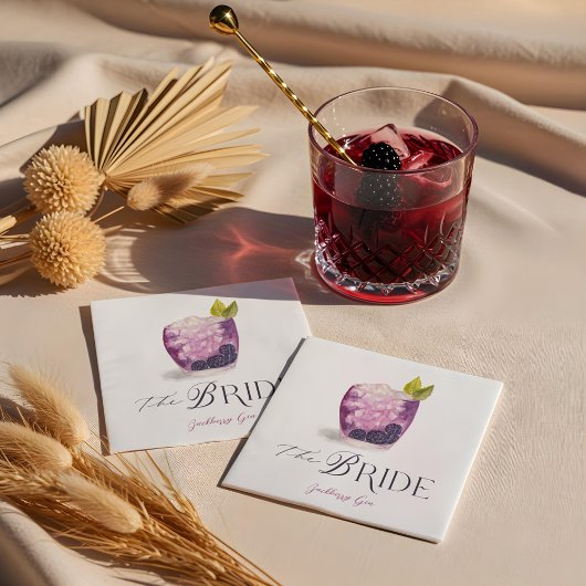 Bride Signature Cocktail Wasserfarbe Brautgetränk Serviette